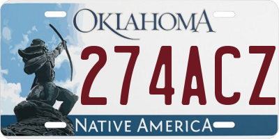 OK license plate 274ACZ