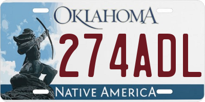 OK license plate 274ADL