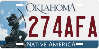 OK license plate 274AFA