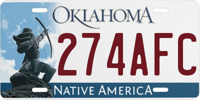OK license plate 274AFC