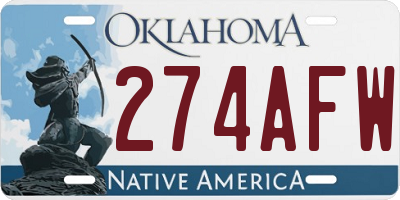 OK license plate 274AFW