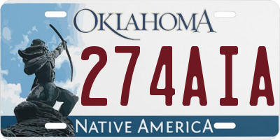 OK license plate 274AIA