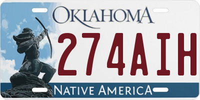 OK license plate 274AIH
