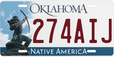 OK license plate 274AIJ