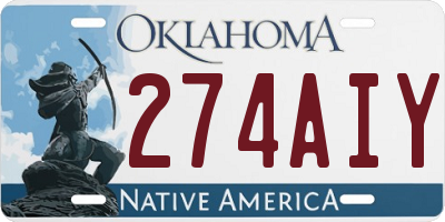 OK license plate 274AIY