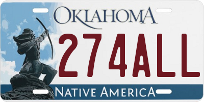 OK license plate 274ALL