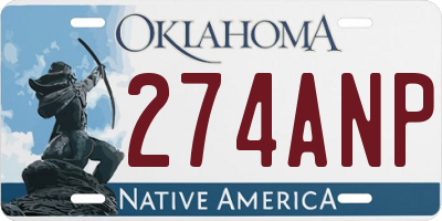 OK license plate 274ANP