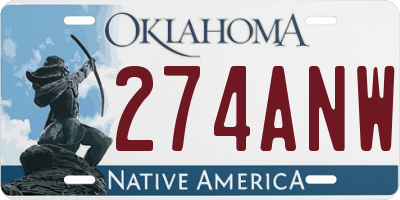 OK license plate 274ANW
