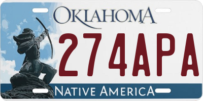 OK license plate 274APA