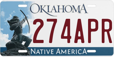 OK license plate 274APR