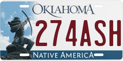 OK license plate 274ASH