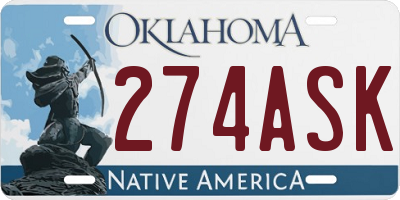OK license plate 274ASK