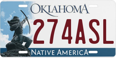 OK license plate 274ASL