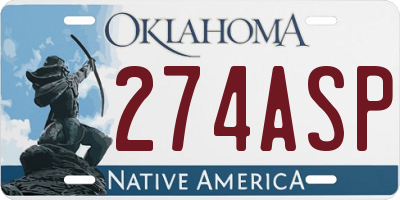 OK license plate 274ASP