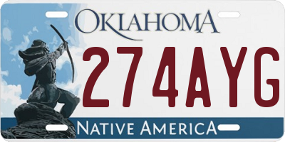OK license plate 274AYG