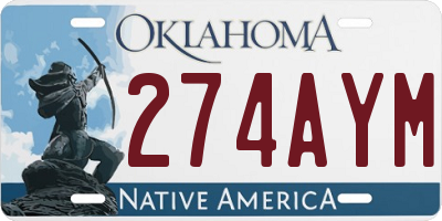 OK license plate 274AYM