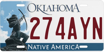 OK license plate 274AYN