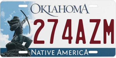 OK license plate 274AZM