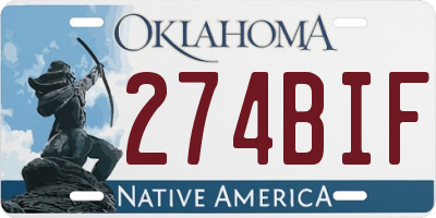 OK license plate 274BIF