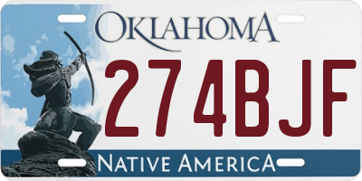 OK license plate 274BJF