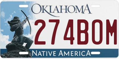 OK license plate 274BOM