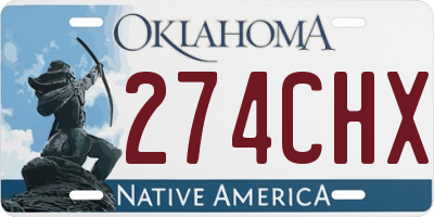 OK license plate 274CHX