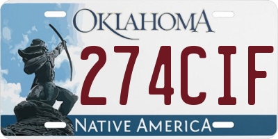 OK license plate 274CIF