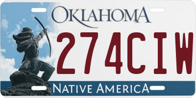 OK license plate 274CIW