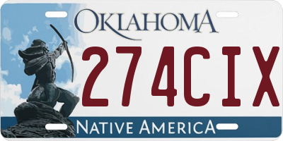 OK license plate 274CIX