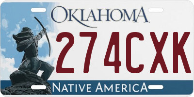 OK license plate 274CXK