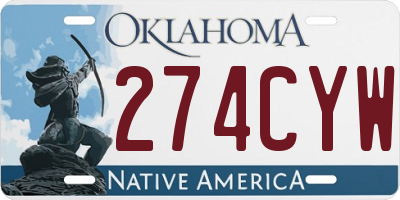 OK license plate 274CYW