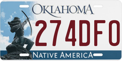 OK license plate 274DFO