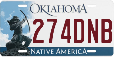 OK license plate 274DNB