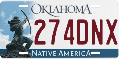 OK license plate 274DNX