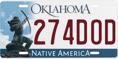OK license plate 274DOD