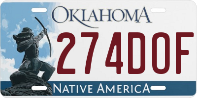 OK license plate 274DOF
