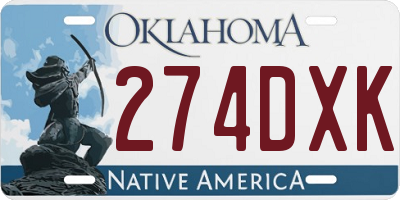 OK license plate 274DXK