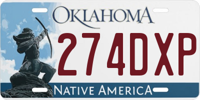 OK license plate 274DXP