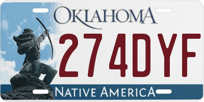 OK license plate 274DYF