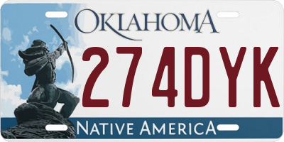 OK license plate 274DYK