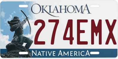 OK license plate 274EMX