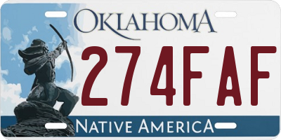 OK license plate 274FAF