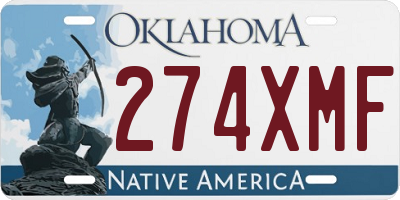 OK license plate 274XMF