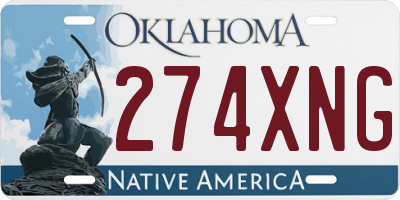 OK license plate 274XNG