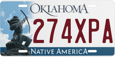 OK license plate 274XPA