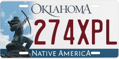 OK license plate 274XPL