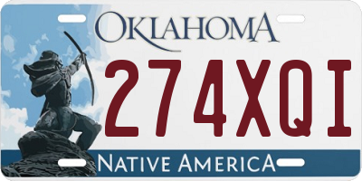 OK license plate 274XQI