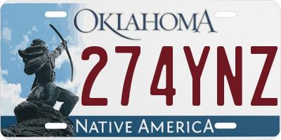 OK license plate 274YNZ