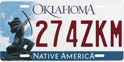 OK license plate 274ZKM