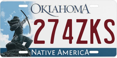 OK license plate 274ZKS